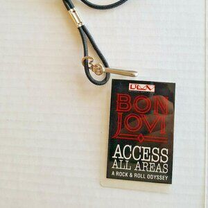 BON JOVI backstage Tour Pass Laminated W/ Lanyard ACCESS ALL AREAS Video Promo